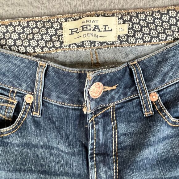 Ariat Real Denim Jeans Womens 30 x 32 Blue Bootcut High Rise Stretch Cowgirl - Picture 6 of 16